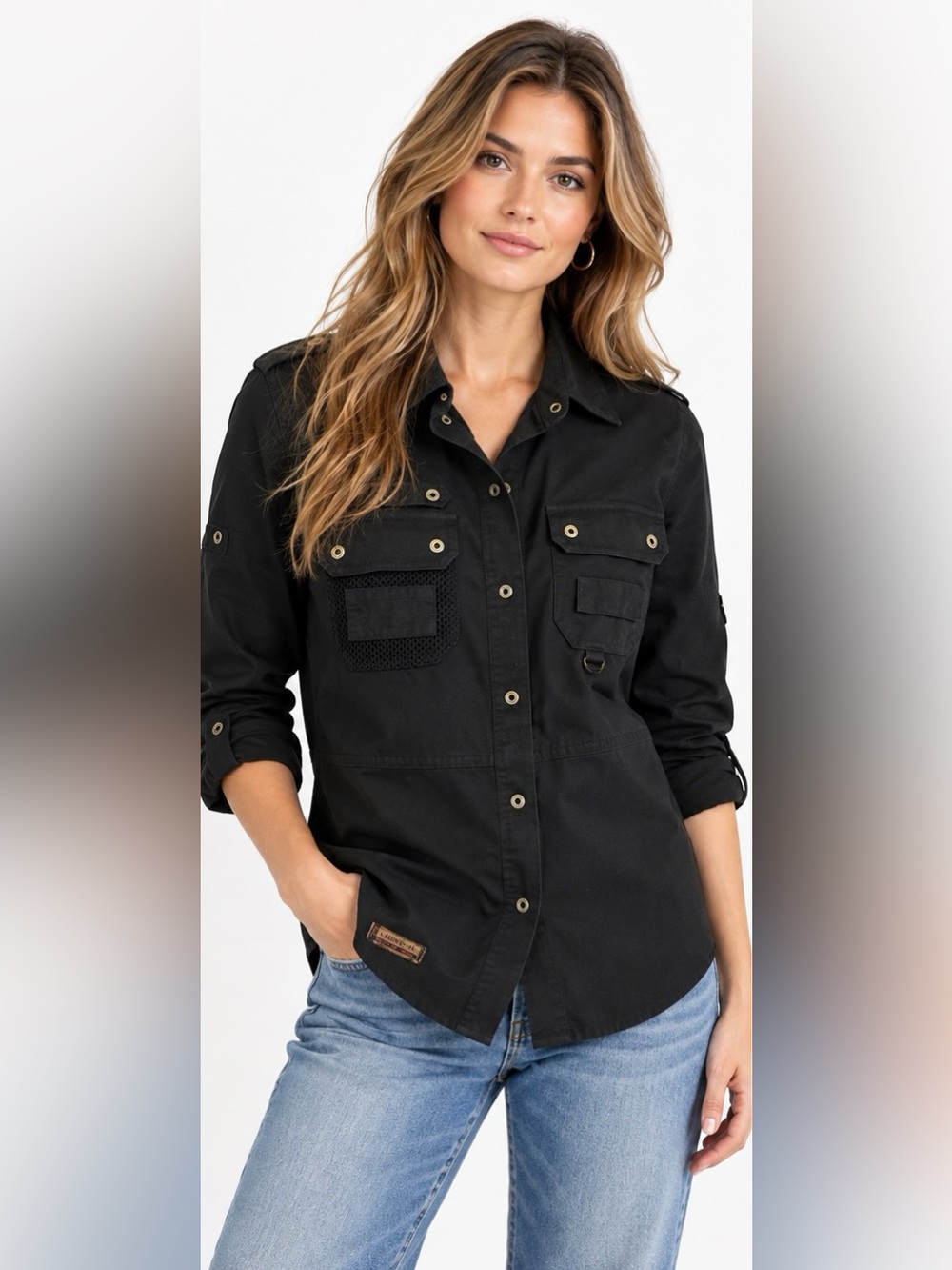 Vintage Lauren Ralph Lauren Safari Outfitters Black Utility Field Shirt | P/S